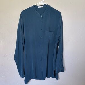 Equipment Teal Green Silk Button-Front Tunic